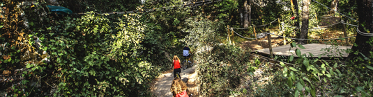 Arrivée en vélo aux Parcours aventure